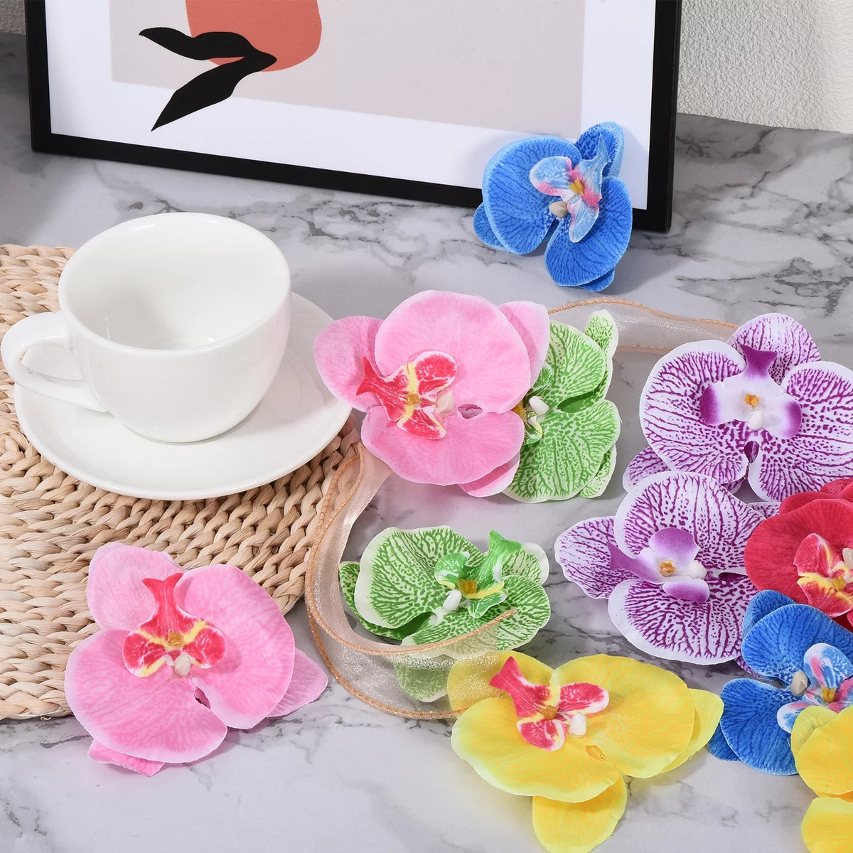 80Pack 2.8" Artificial Silk Butterfly Orchid Flower Heads Dark Purple M87926