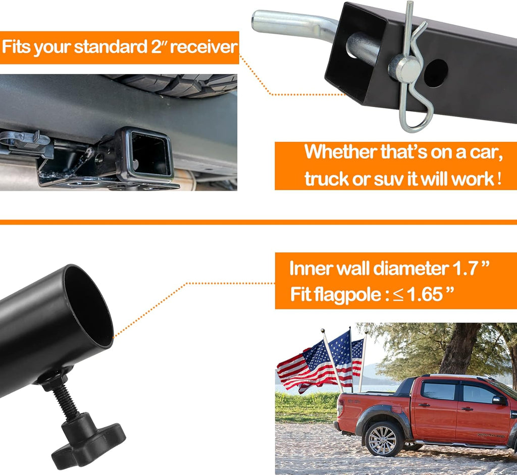 Trailer Hitch Flag Pole Holder with Bolts K465