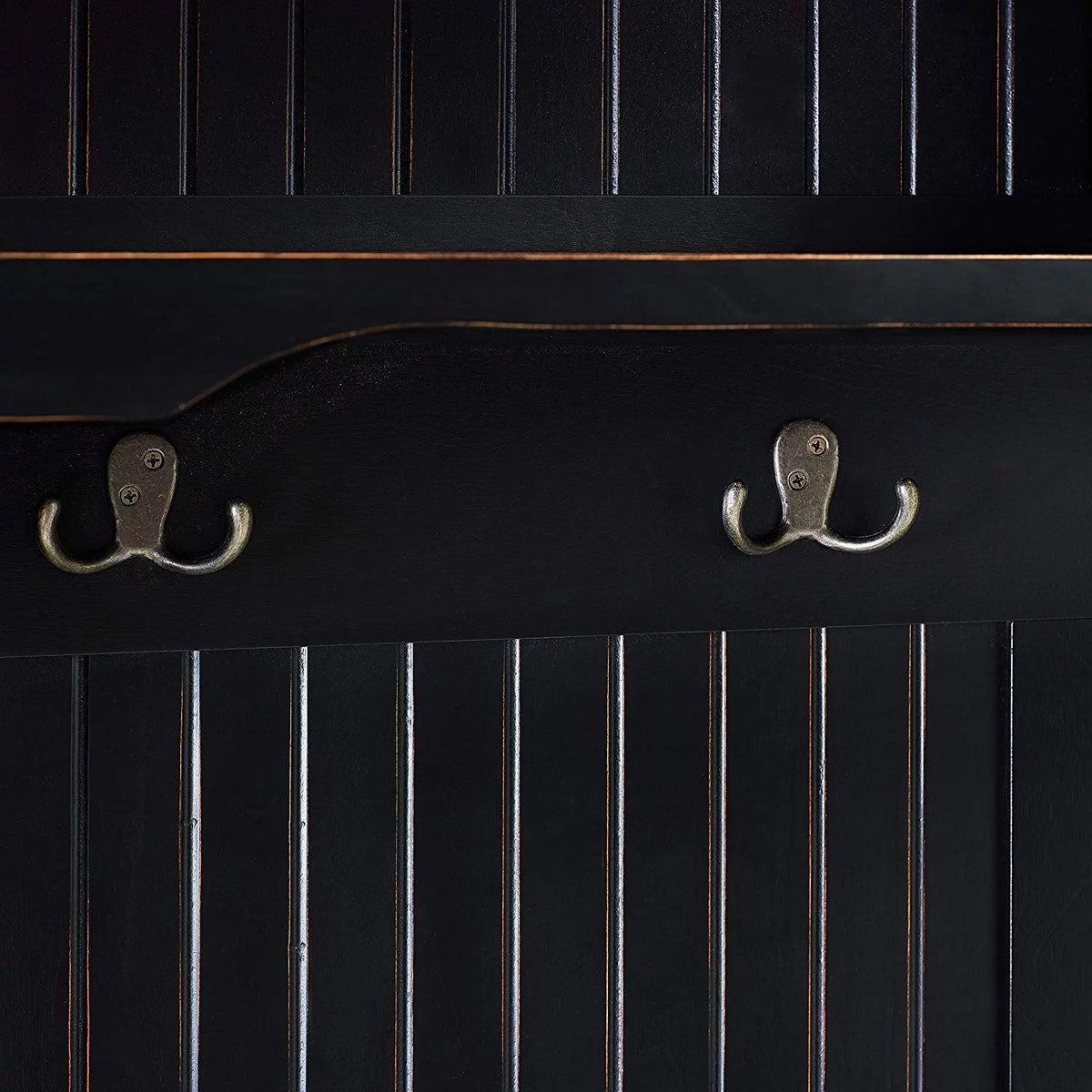 Distressed Black Wood Hall Tree H371