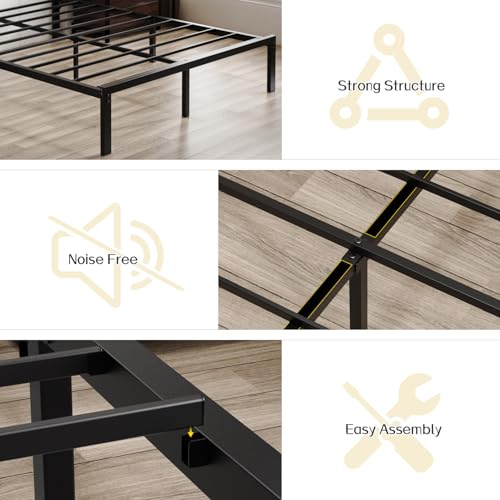 Full Size Metal Platform Bed Frame with Headboard A226