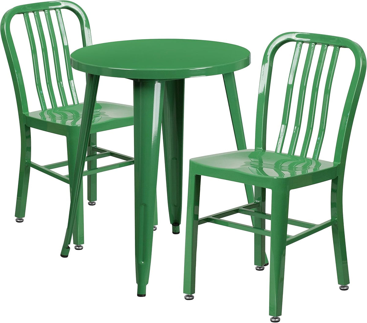 24'' Round Green Metal Indoor-Outdoor Table Set with 2 Chairs L961173