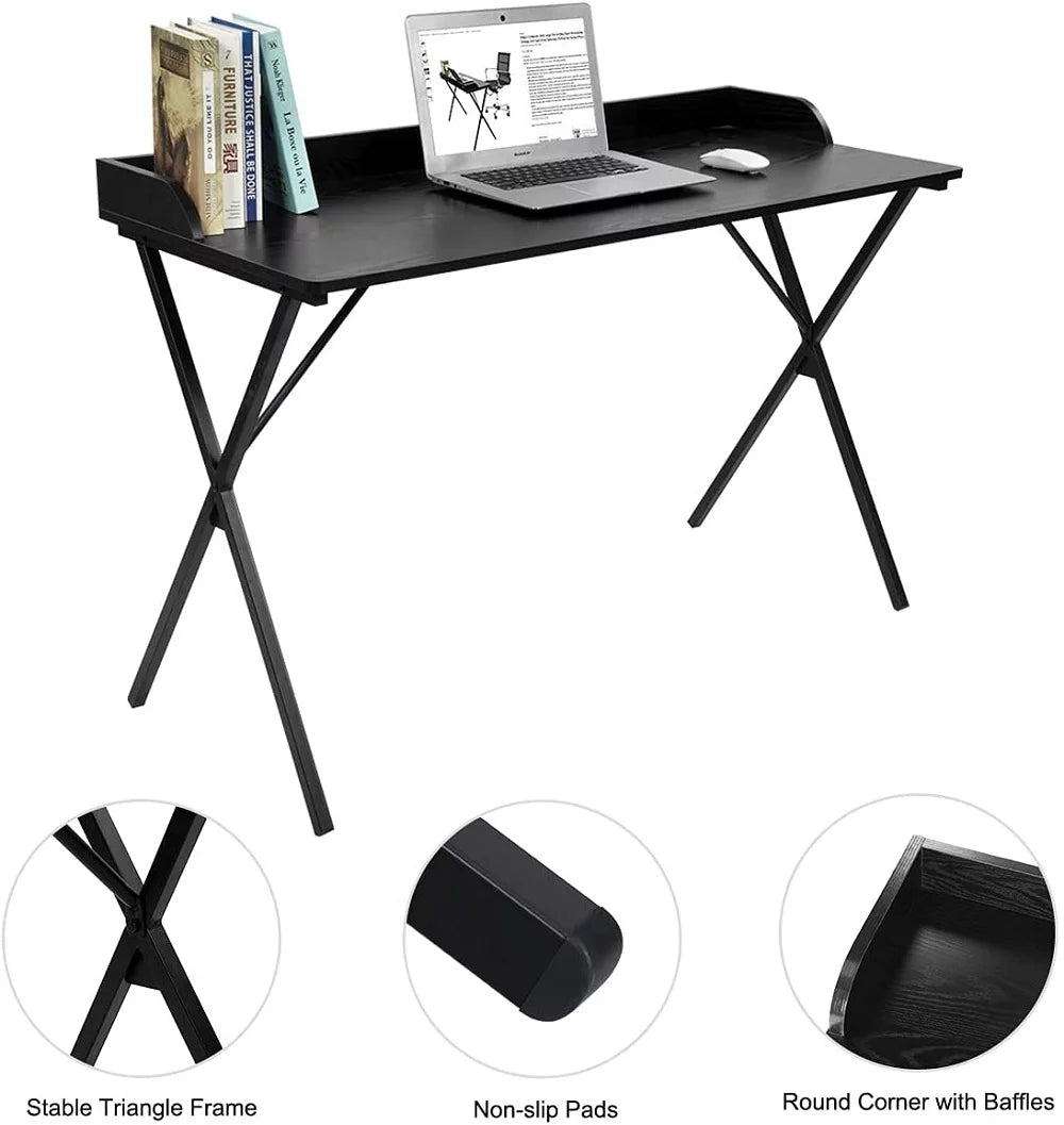 Computer Desk with Metal Frame in Black W869