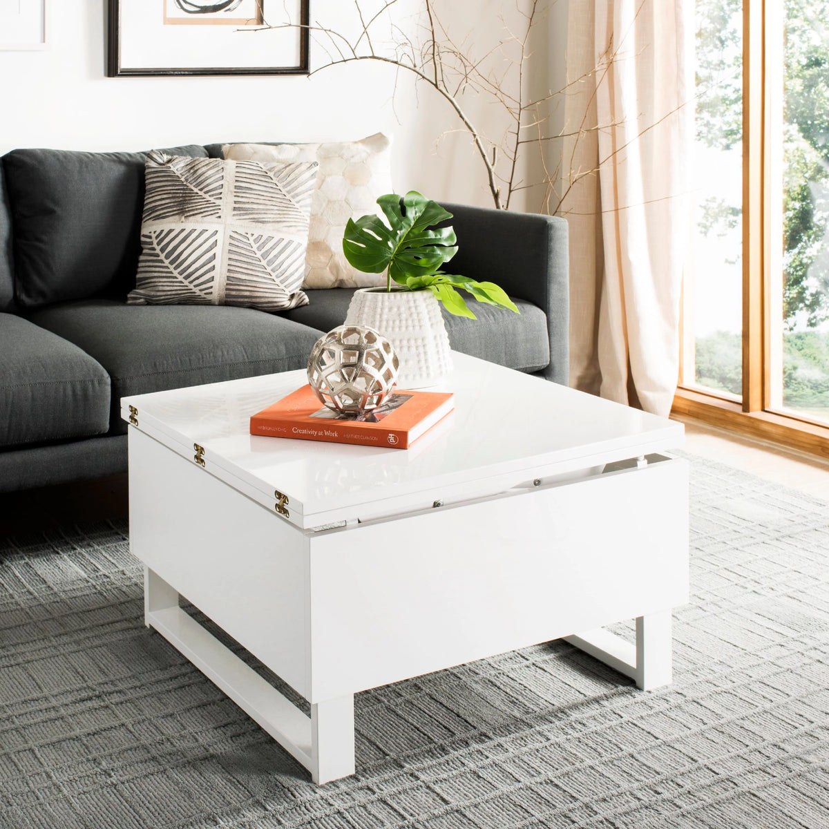 White Lift-Top Coffee Table U309216