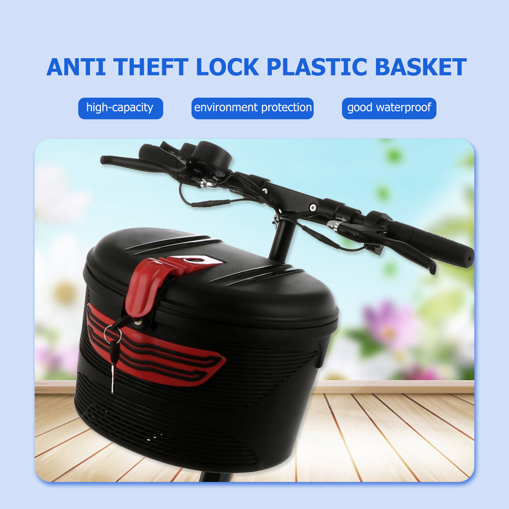 Red Electric Mountain Bike Front Frame Hanging Plastic Storage Basket with Lock V18384