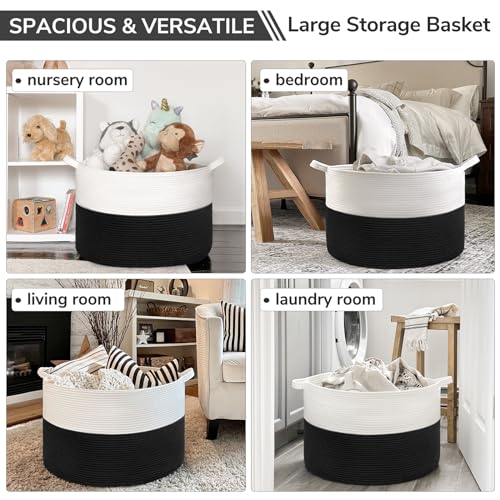 Large Cotton Rope Storage Basket 90L Grey K513