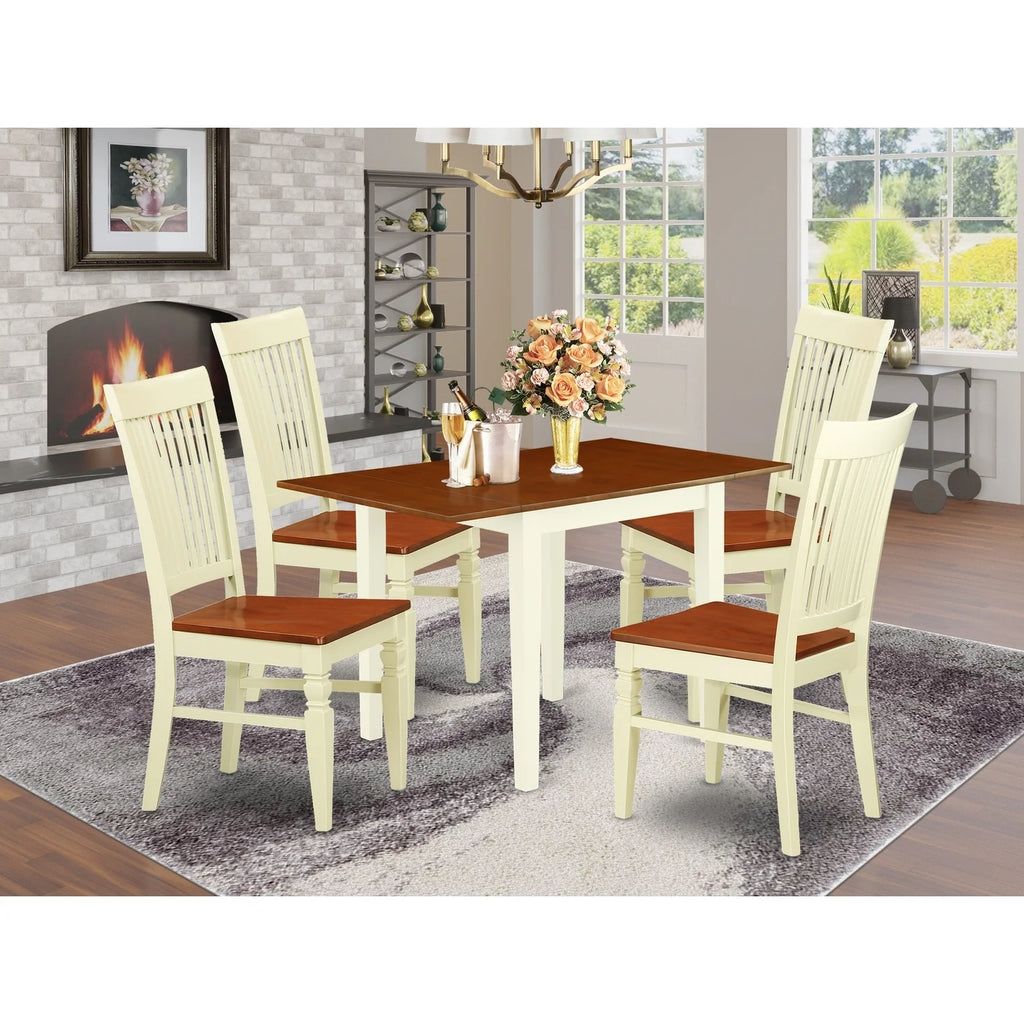 5 Pc Wood Dinette Set with Slat Back Chairs E401003