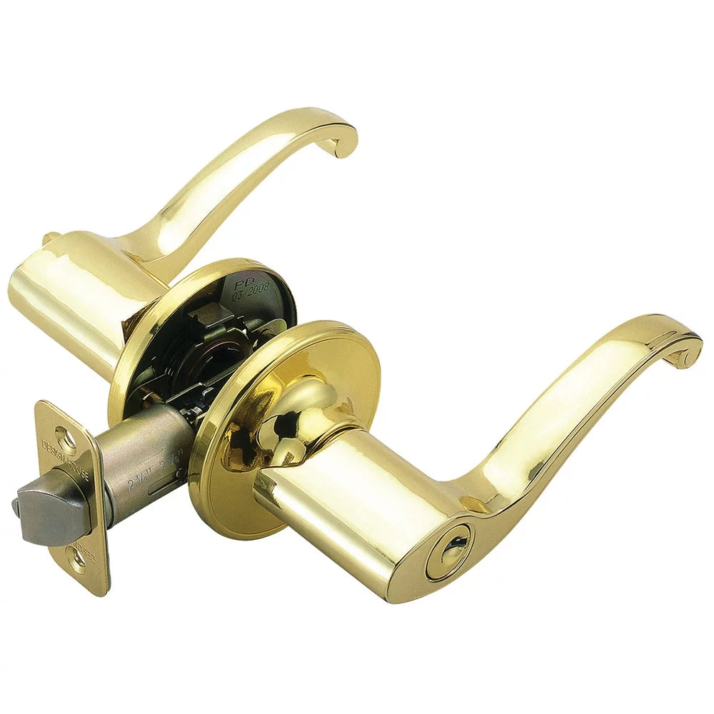 Entry Door Lever Adjustable Backset Polished Brass Q6642