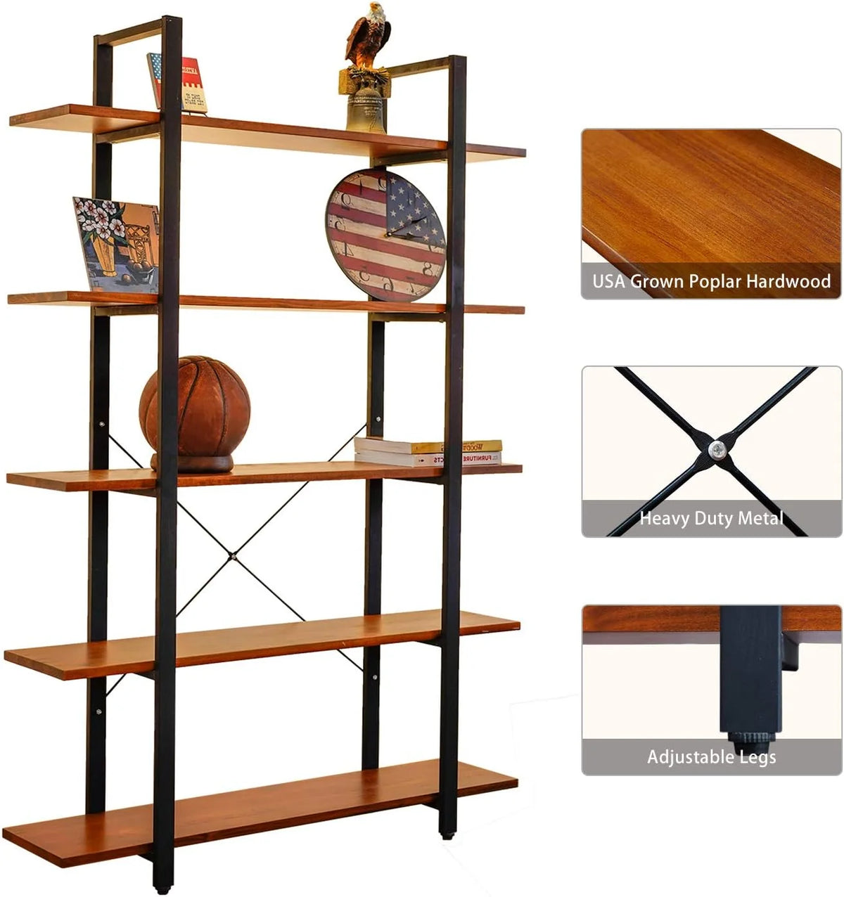5 Tier Solid Wood Bookshelf A818153