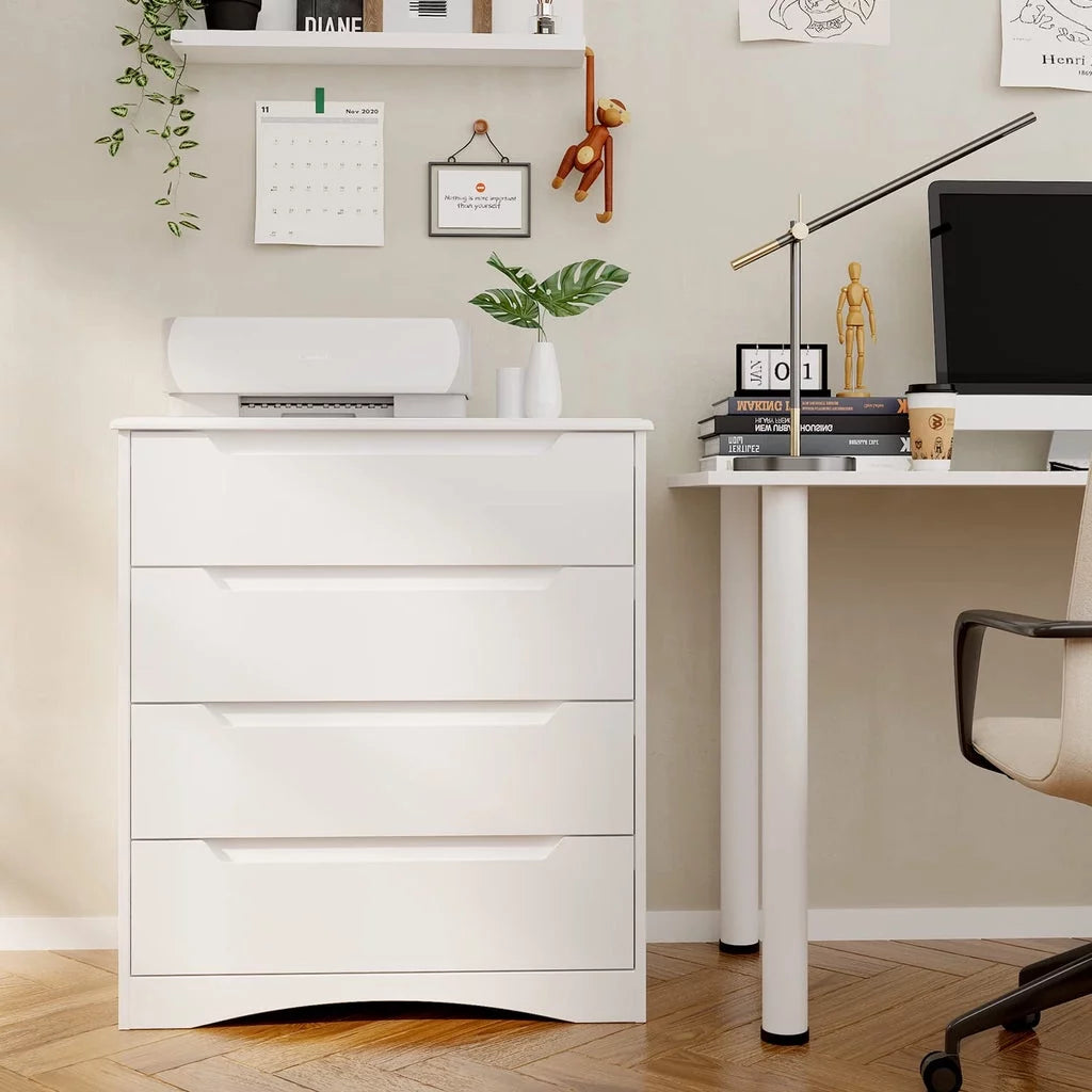 White 5 Drawer Dresser with Cutout Handles A942182