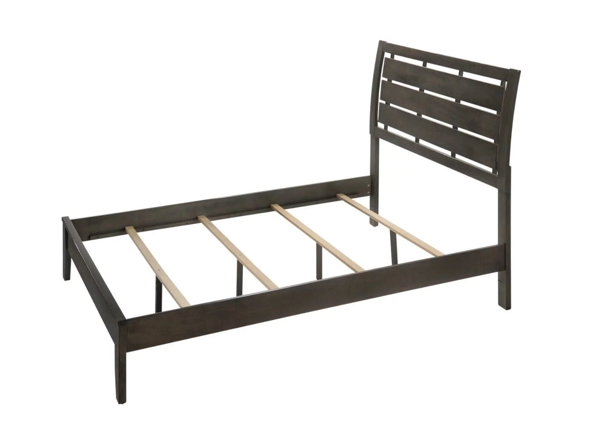 Gray 5pc Wood Bedroom Set with Dresser Mirror Nightstands A5851