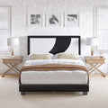 Queen Black Gray Faux Leather Platform Bed U13333