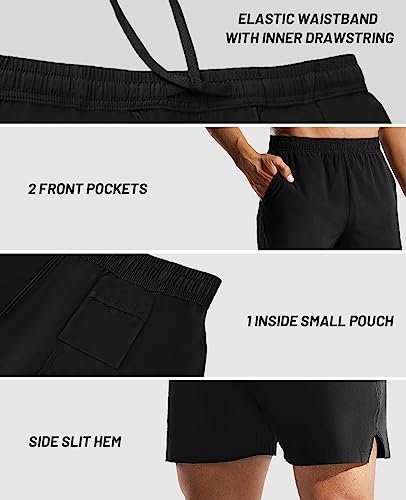 Men's 5 Inch Running Athletic Shorts with Pockets Quick Dry Lightweight Elastic Waist E859394