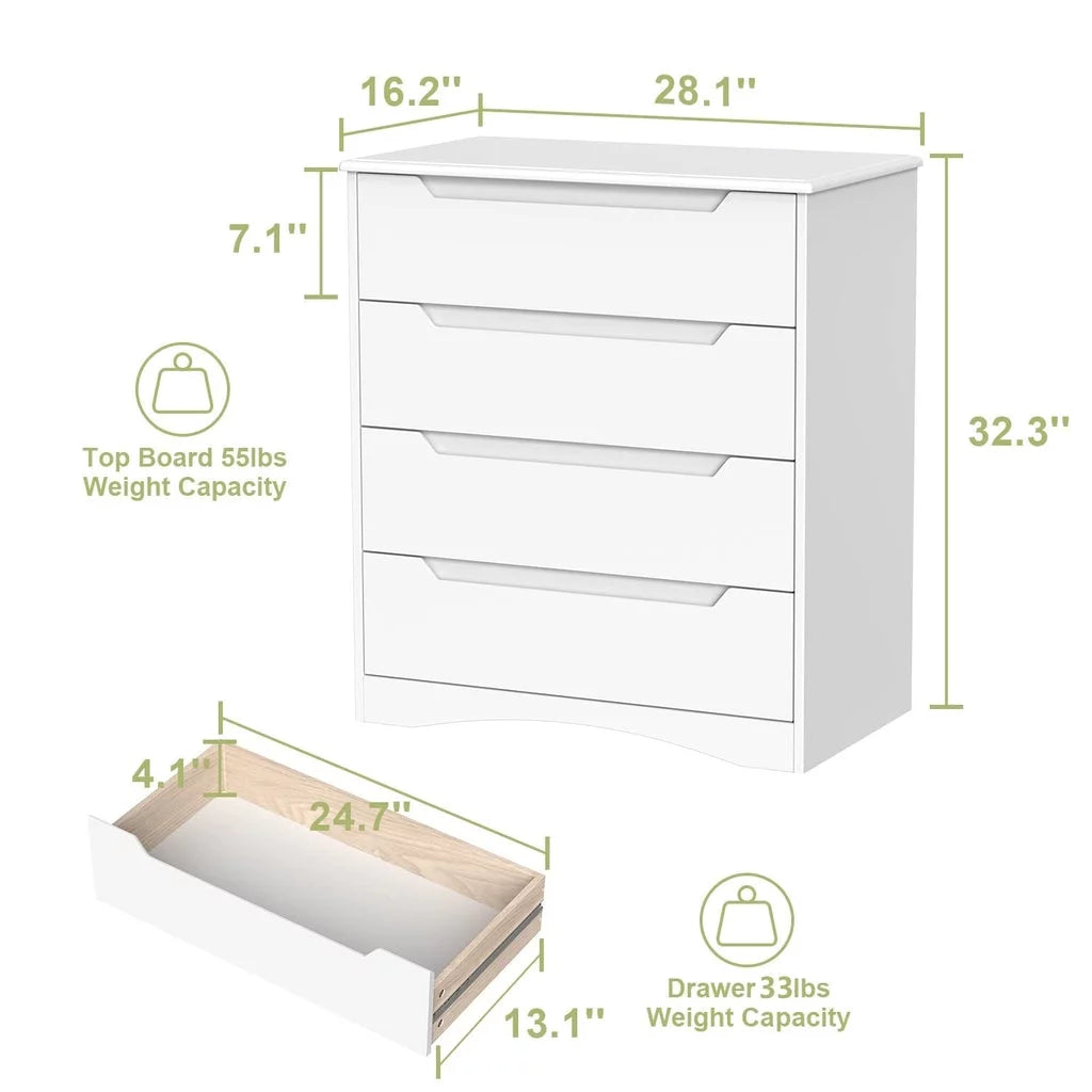 White 5 Drawer Dresser with Cutout Handles A942182