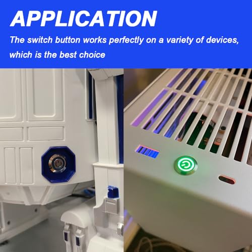 12mm Metal Button Cable PC Case LED Power Button ATX Supply On/Off Extension Cord with 1 to 2 splitters (Green) V249