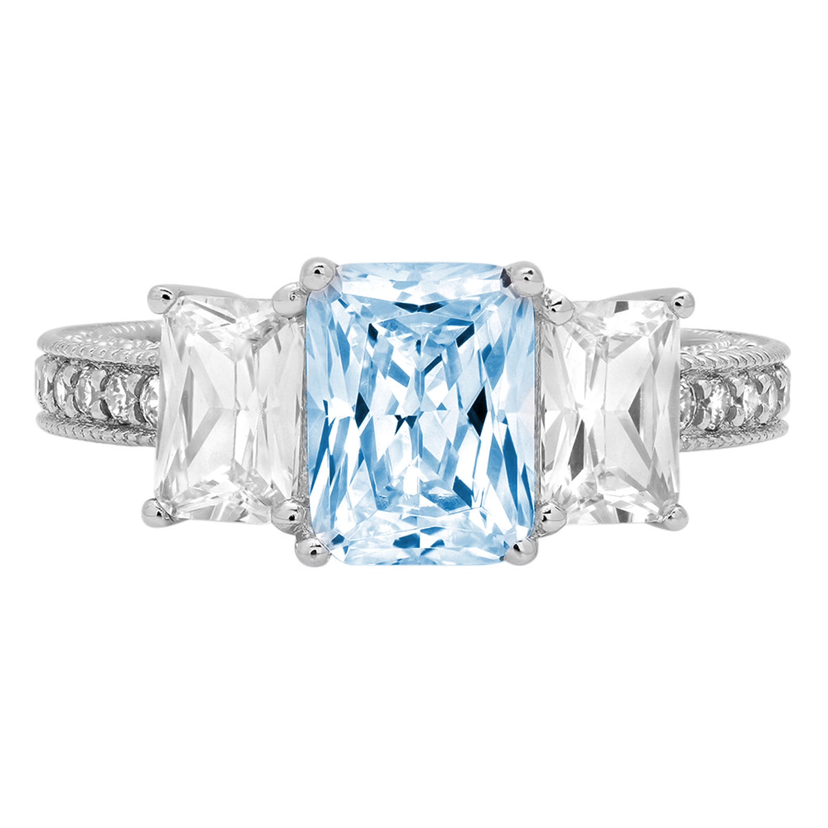 18k White Gold Three-Stone Ring W436