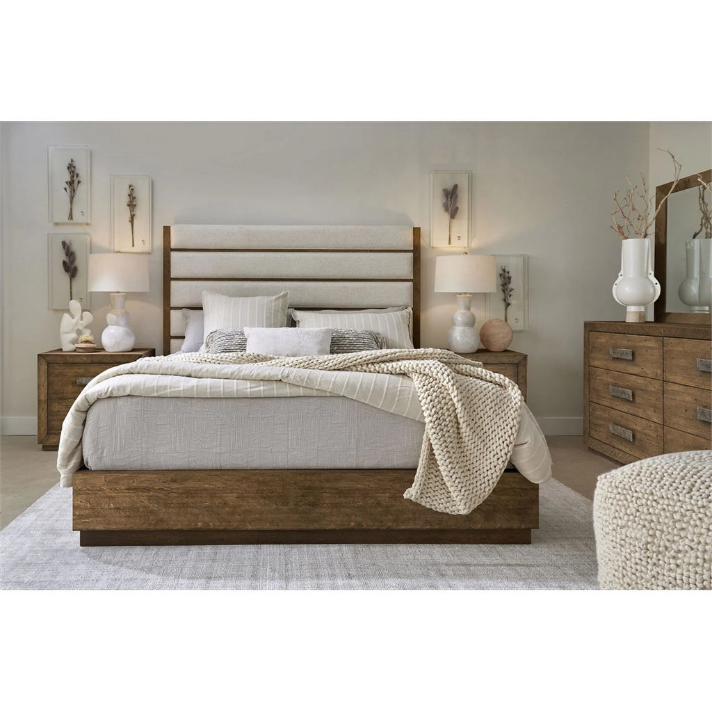 Solid Wood and Fabric Queen Panel Bed R7609