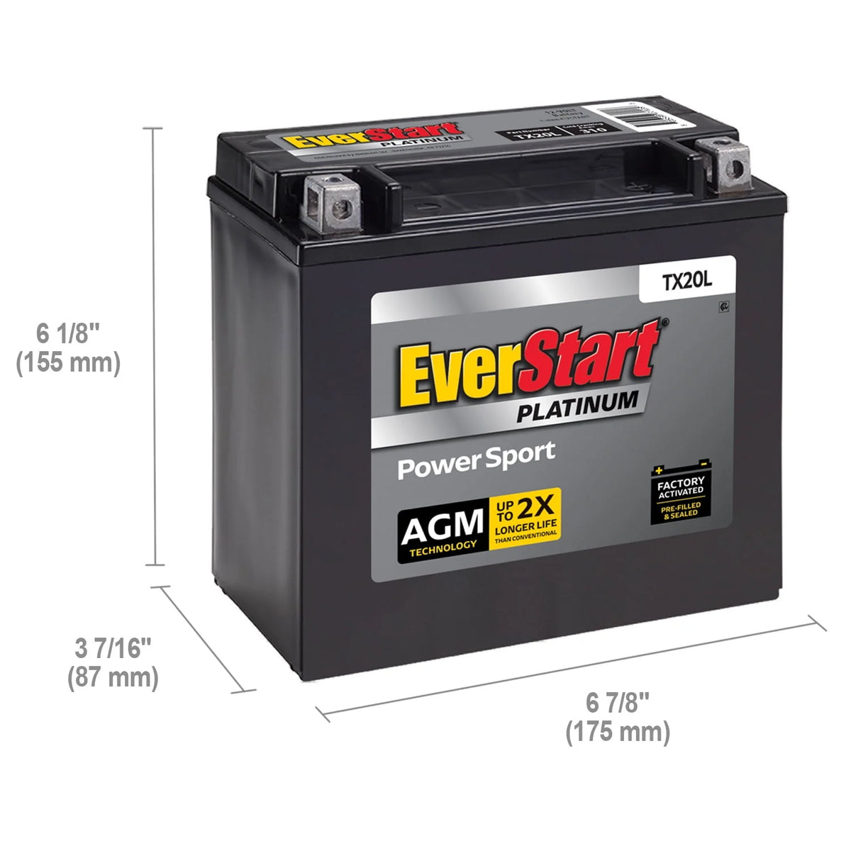 12 Volt 210 CCA AGM Power Sport Battery D23470