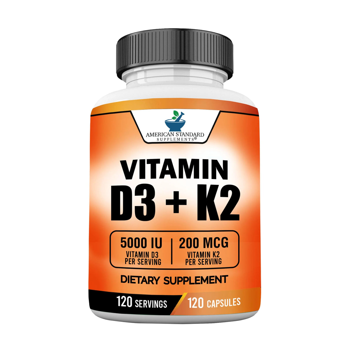 Vitamin D3 5000 IU Plus Vitamin K2 200mcg 120 Capsules Q349