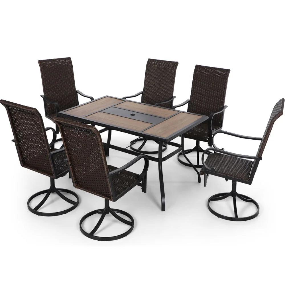 7 Piece Outdoor Patio Dining Set Rattan Chairs and Table I53134