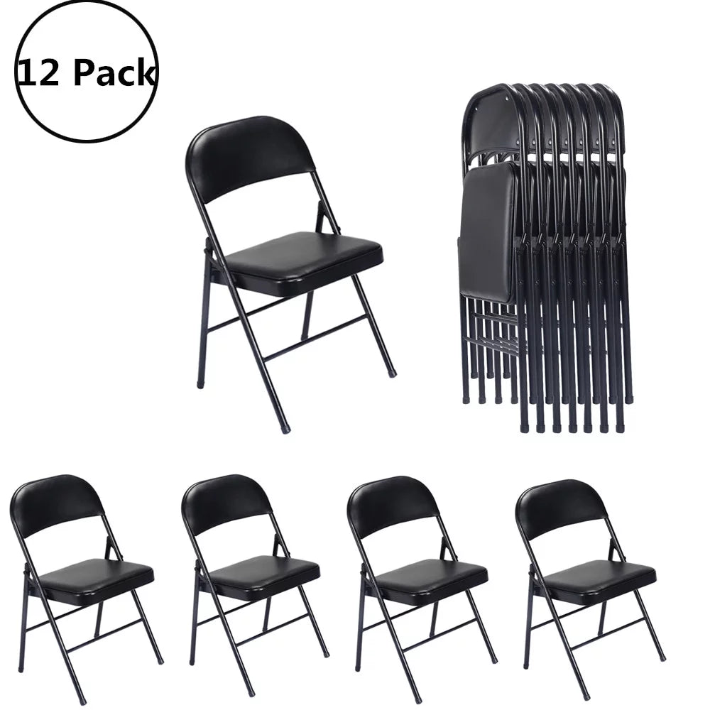 Black Folding Chairs Padded Seat R705