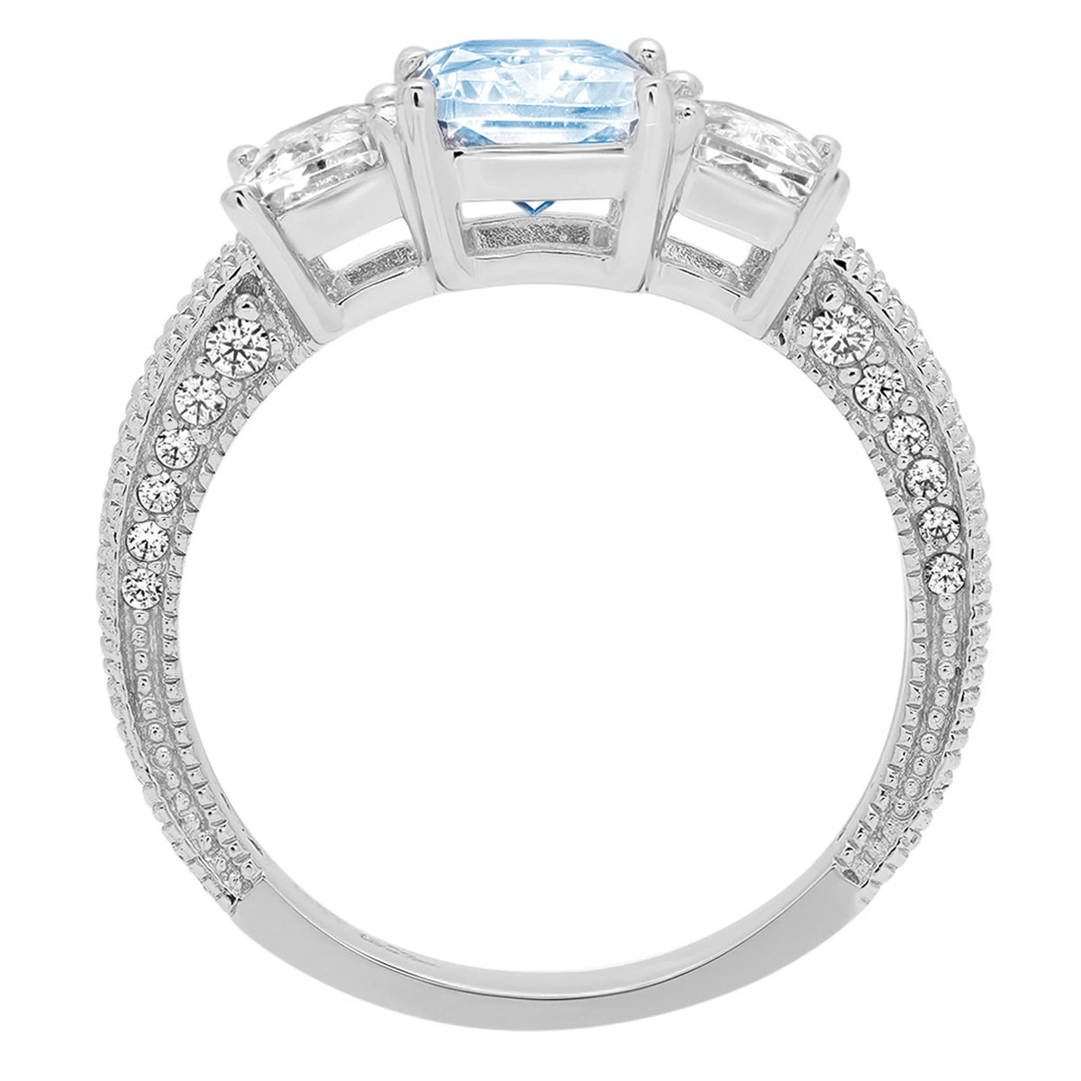 18k White Gold Three-Stone Ring W436