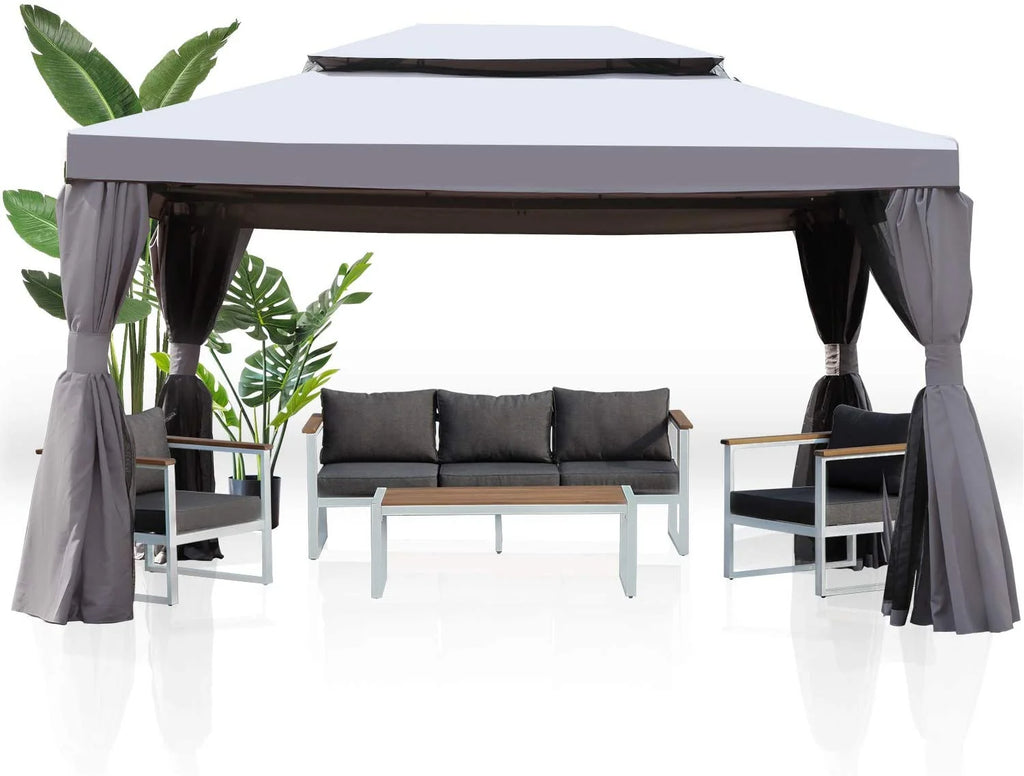 10x10 Ft Patio Gazebo with Mesh Netting Z831644