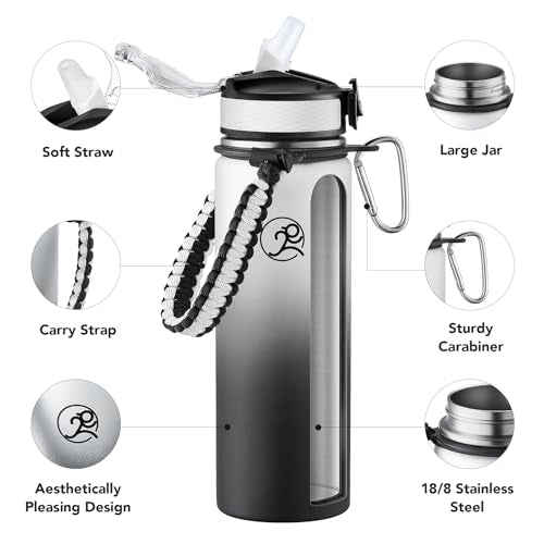 24oz Stainless Steel Insulated Water Bottle with 2 Lids G7019