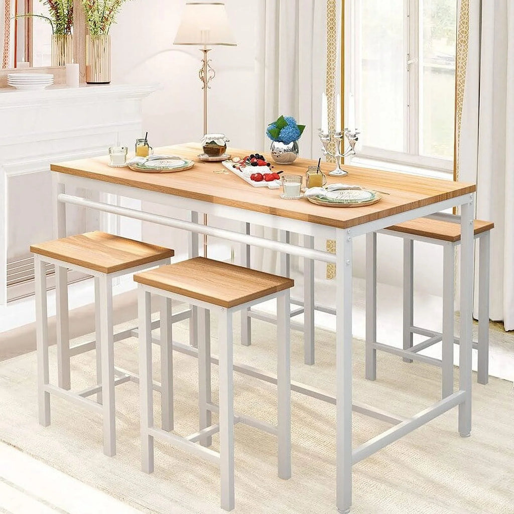 Farmhouse 5-Piece Metal and Wood Dining Set U36092