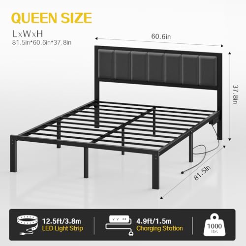 Full Size Metal Platform Bed Frame with Headboard A226