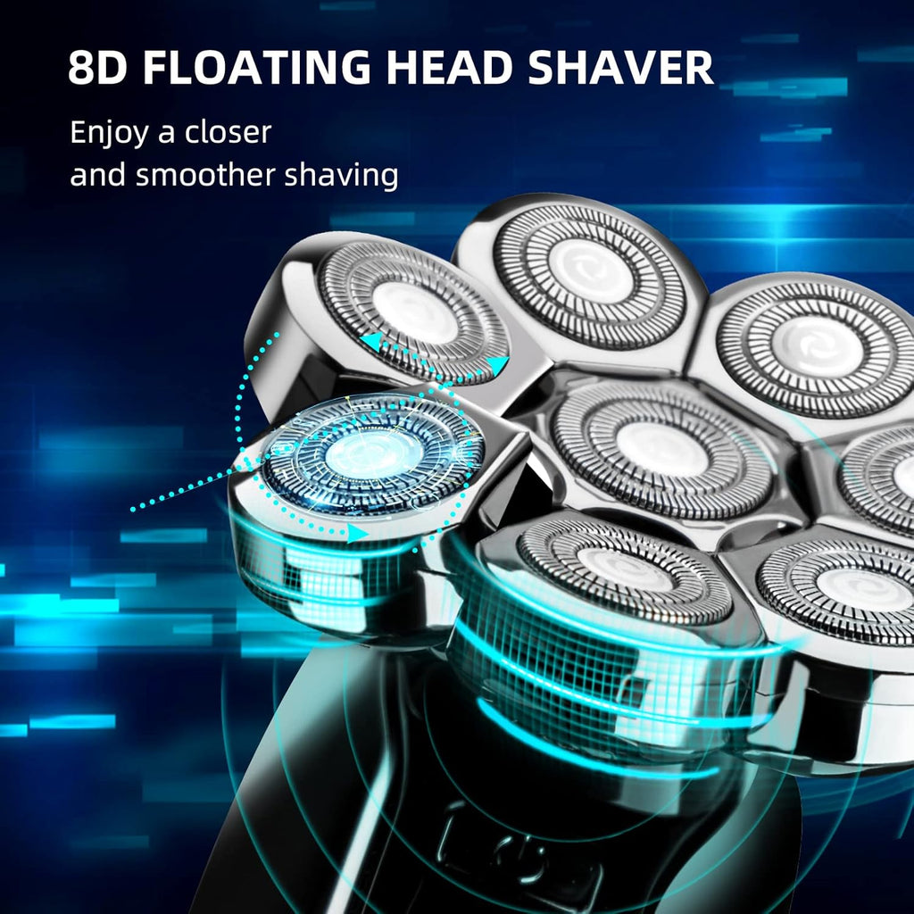 Electric 8D Head Shaver with Floating Head, IP65 Waterproof Rotary Shaver Grooming Kit Pack of 2 K49568