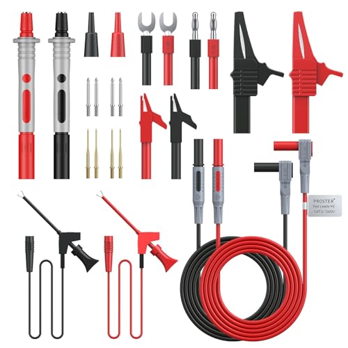 24pcs Electrical Multimeter Test Lead Kit with Alligator Clips, Test Probe, Spring Grabber, Banana Plug Z4406