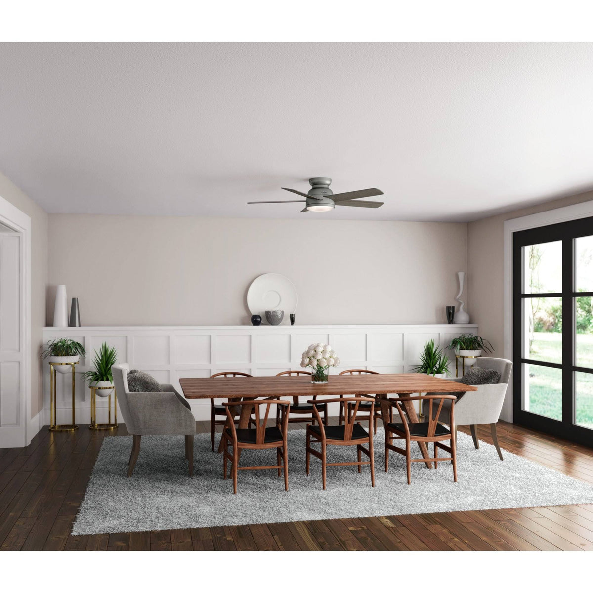 54 in. Matte Silver WiFi Ceiling Fan with LED Light and Remote P161