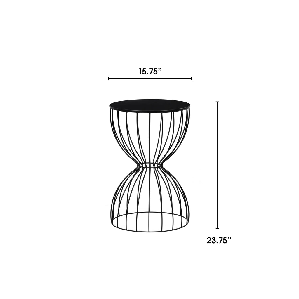 Black Metal Top Hourglass End Table Z636