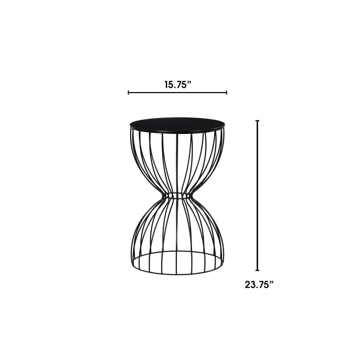 Black Metal Top Hourglass End Table Z636