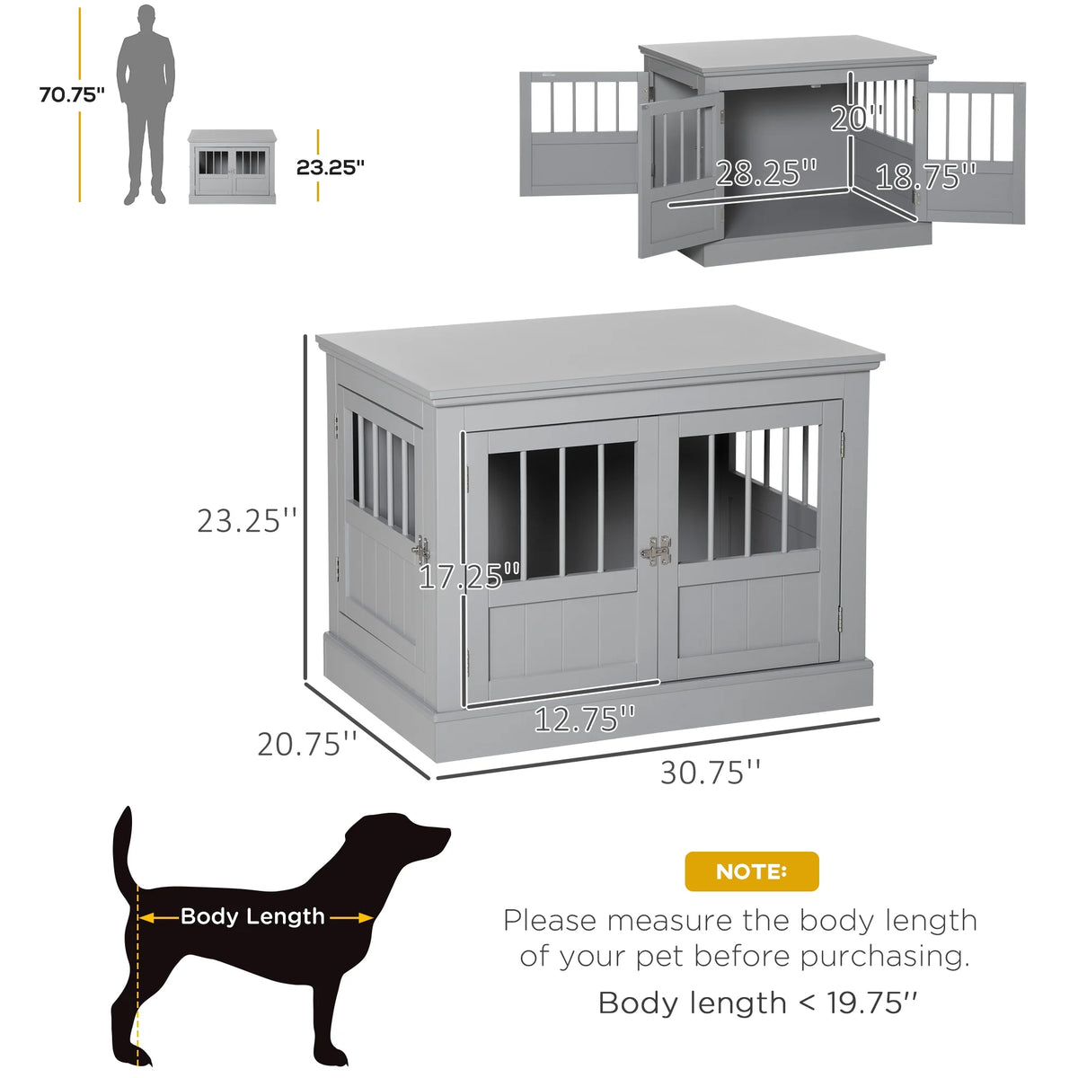 Dark Grey Cat Litter Box Enclosure Side Table Q730