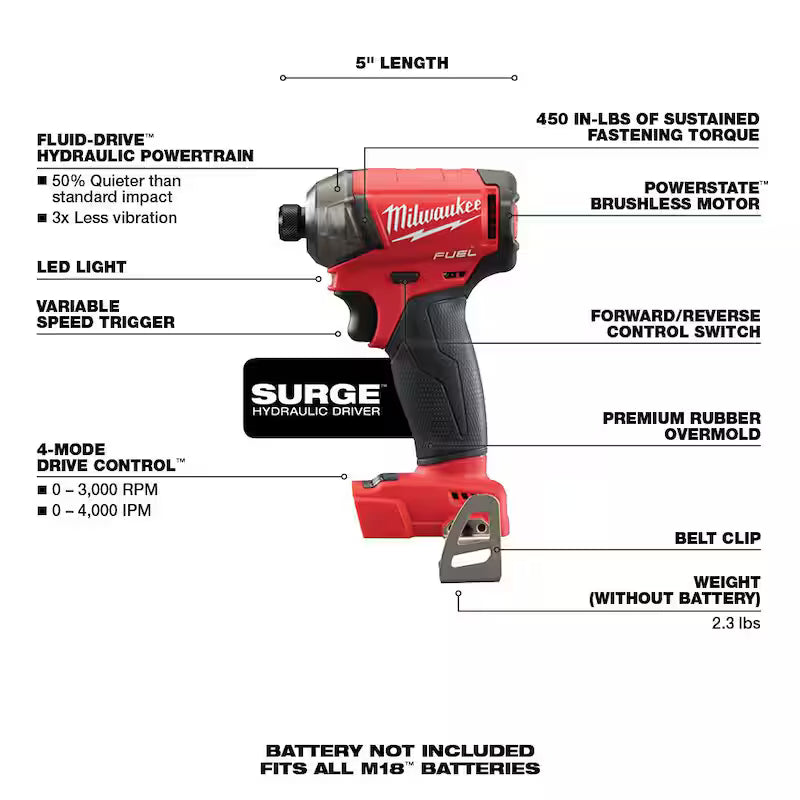 18-Volt Lithium-Ion Brushless Cordless 1/4 in. Hex Impact Driver M51853