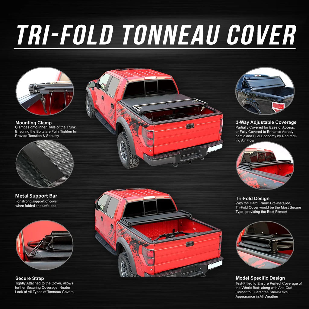 Adjustable Tri-Fold Soft Top Tonneau Cover D19386