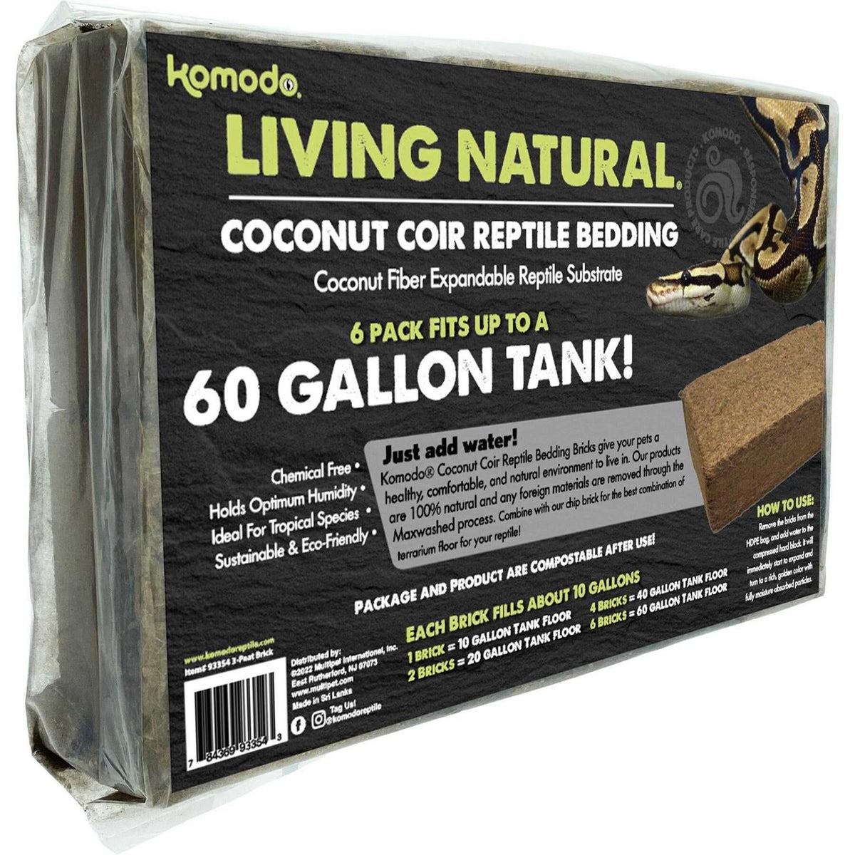 Natural Coconut Coir Reptile Bedding Brick X62289