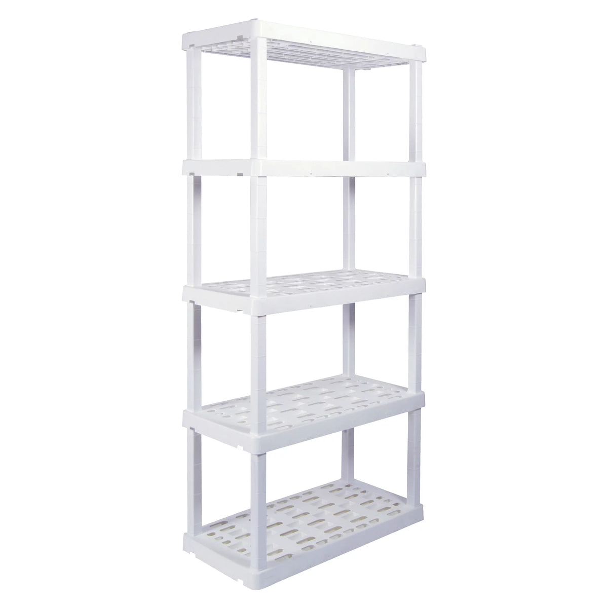 5 Shelf Plastic Shelving, 2 Pack, White, 750 lbs Capacity V307255