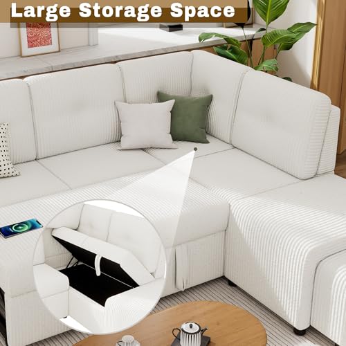 Reversible Sleeper Sectional Sofa with Storage Chaise O347