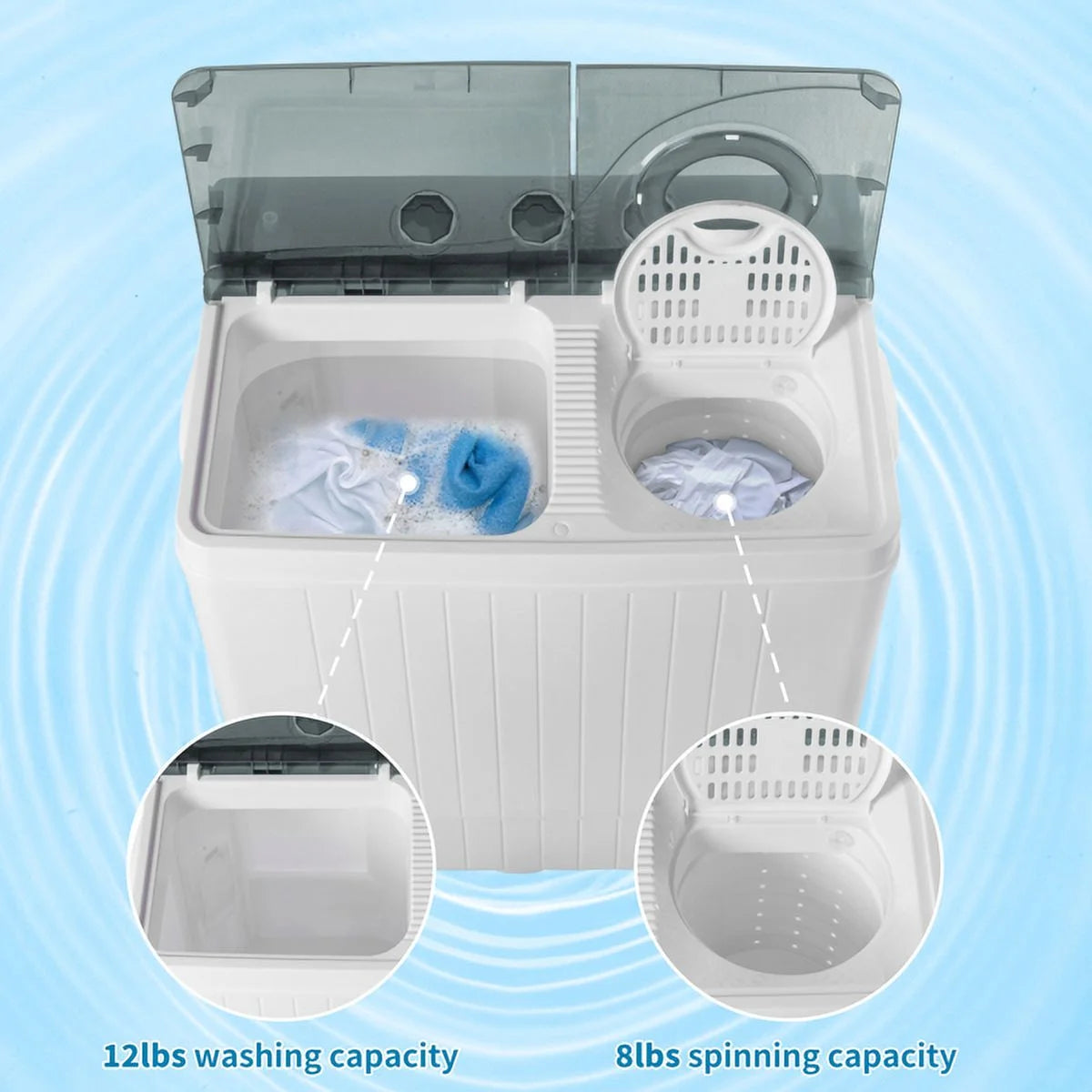 26lbs Semi-Automatic Washing Machine with Drain Pump D346