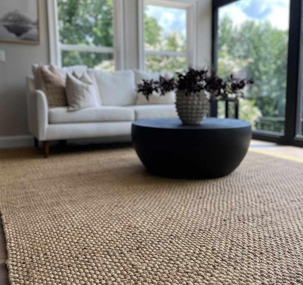 Beige 2' x 3' Jute Area Rug Q698