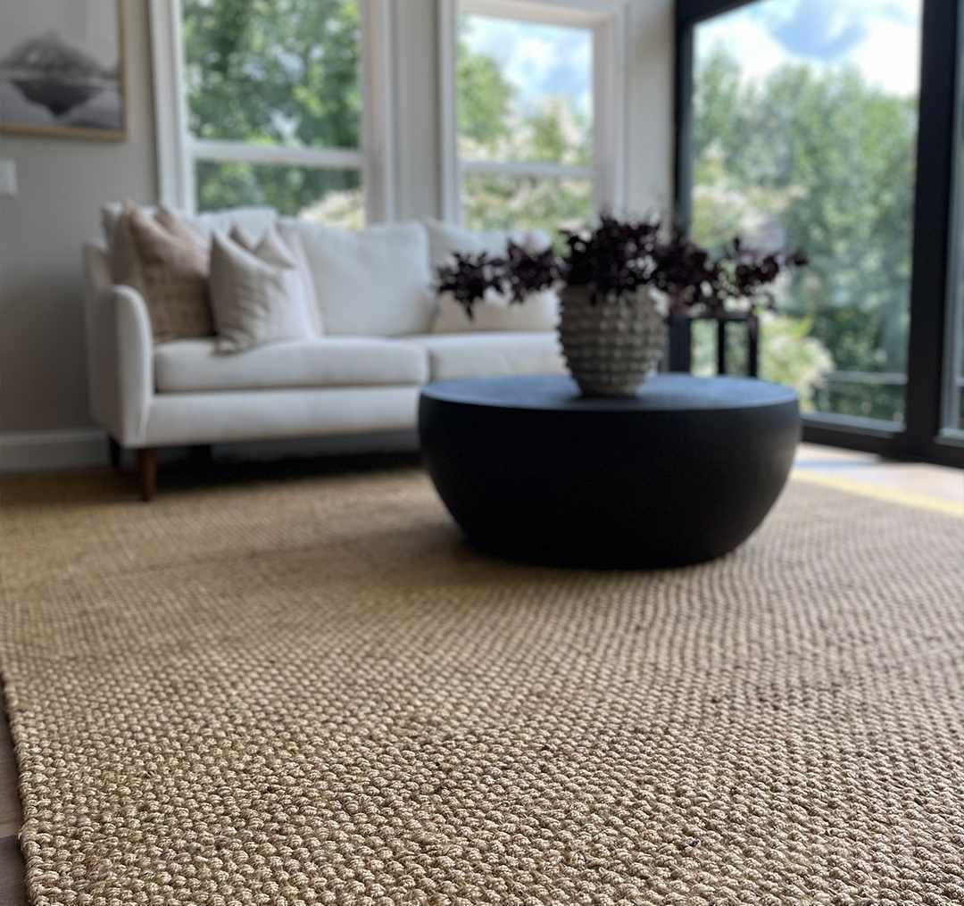 Beige 2' x 3' Jute Area Rug Q698