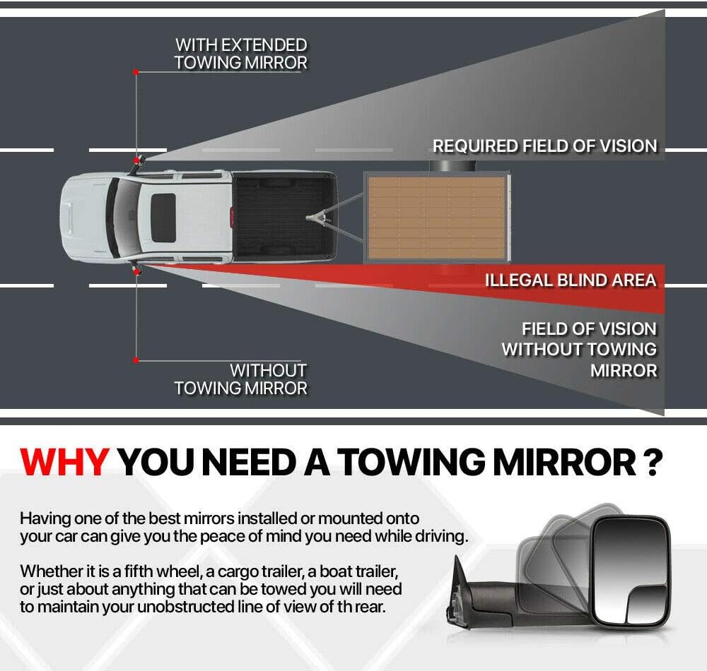Clip On Towing Mirror Extensions, Dual Glass, Pack of 2 S629