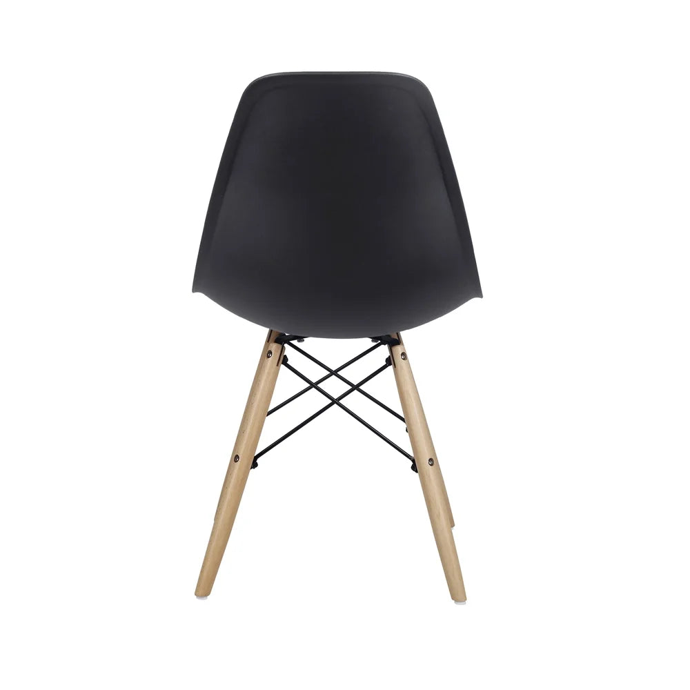 Black Plastic Dining Chairs with Wood Legs, Set of 6 X423669
