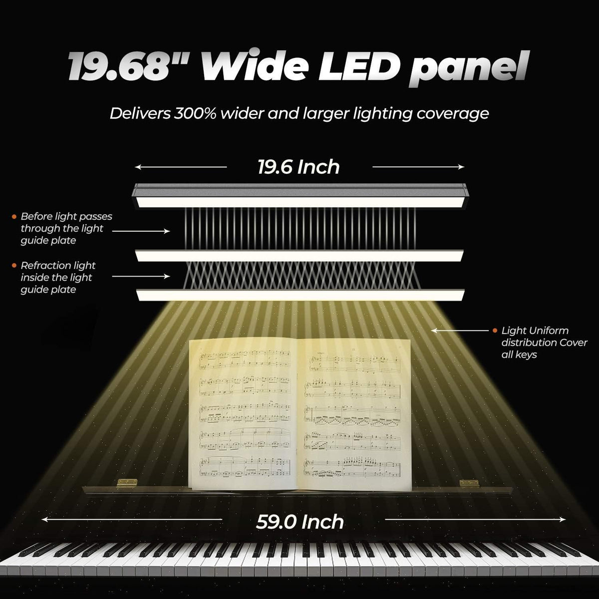 22” LED Piano Lamp with Clamp C8564