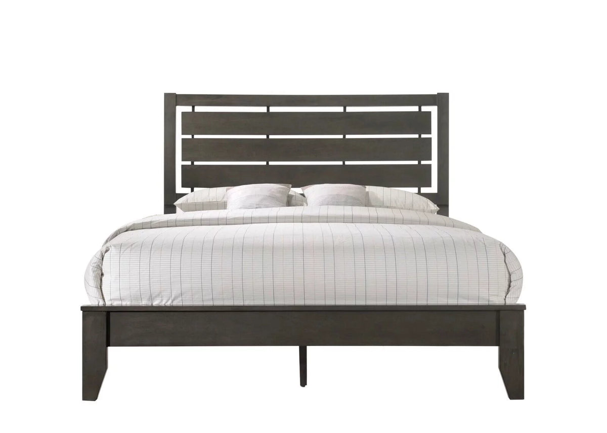 Gray 5pc Wood Bedroom Set with Dresser Mirror Nightstands A5851