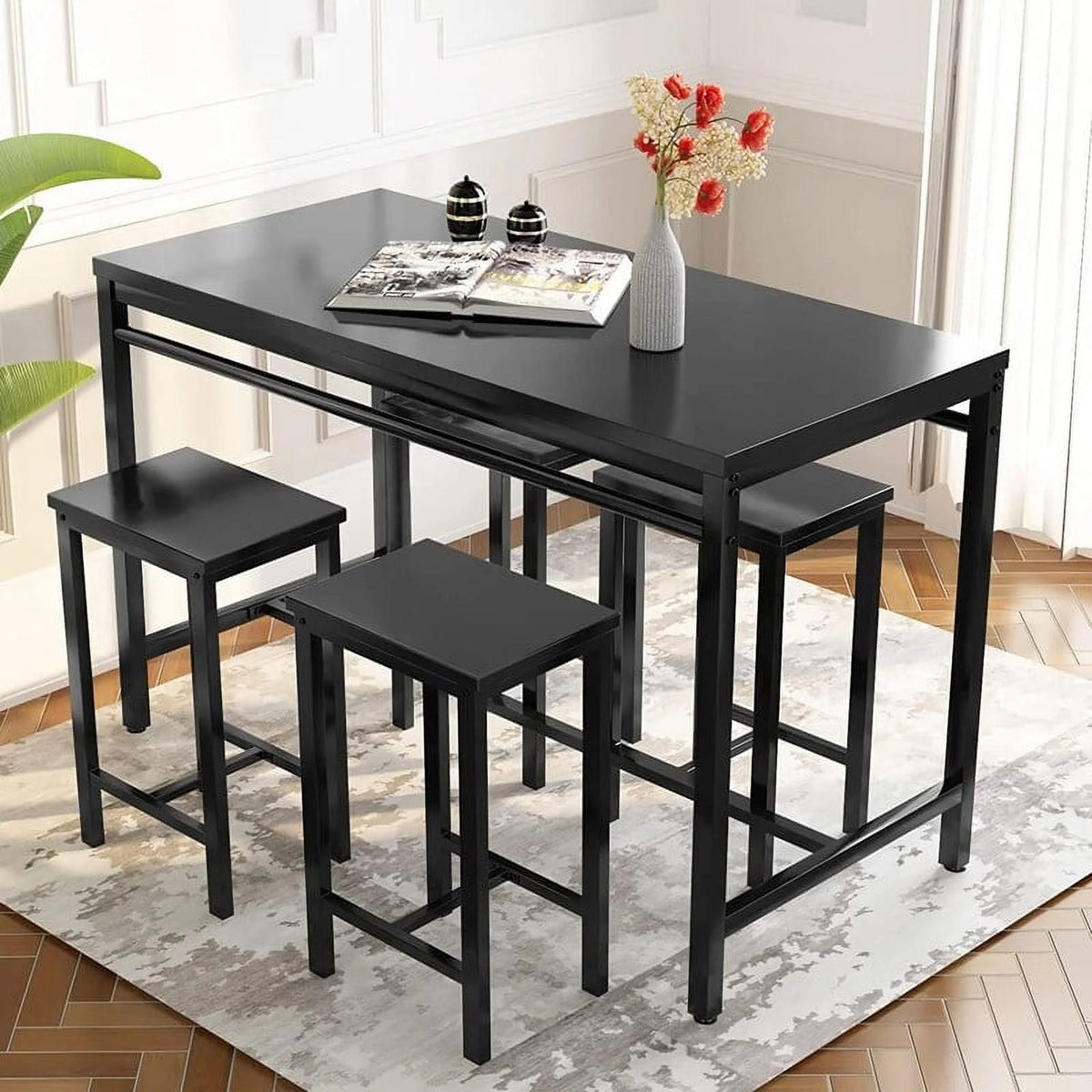 Farmhouse 5-Piece Metal and Wood Dining Set U36092