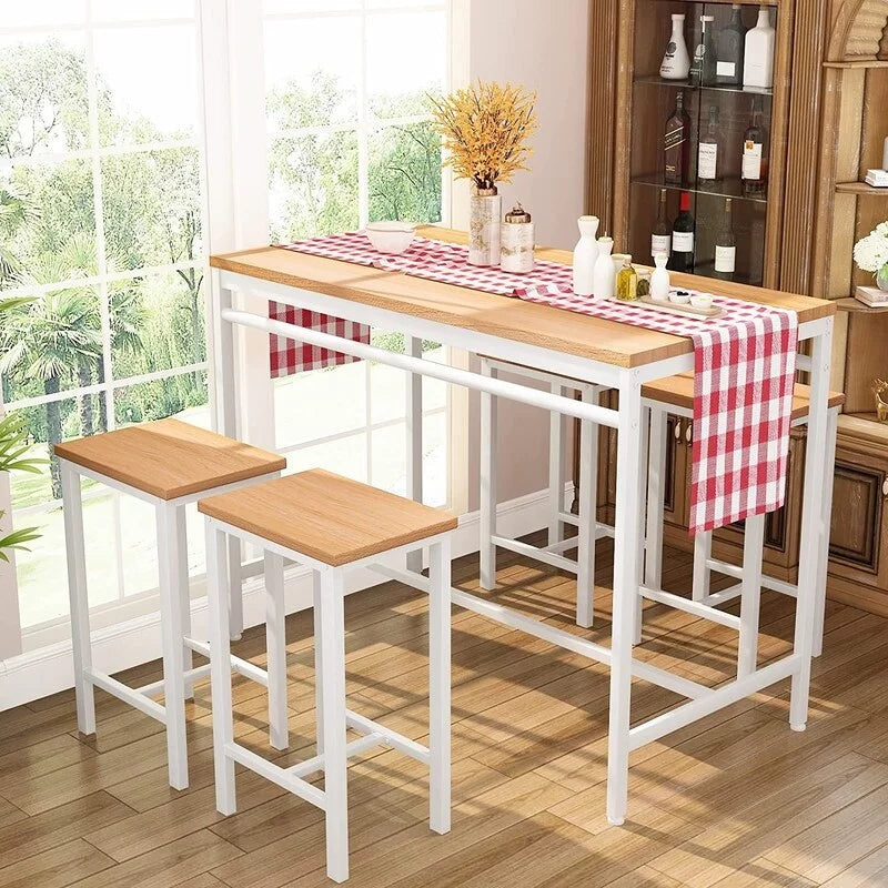 Farmhouse 5-Piece Metal and Wood Dining Set U36092