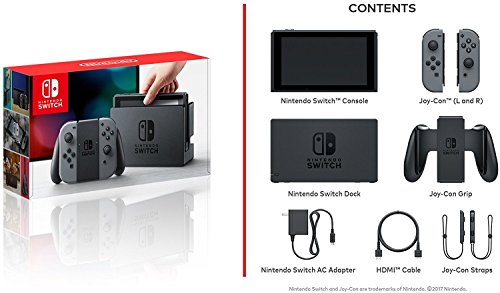 32GB Console with Gray Joy Con Bundle with Super Mario Party, Mario Kart 8 Deluxe and Steering Wheel 2-Pack F5273